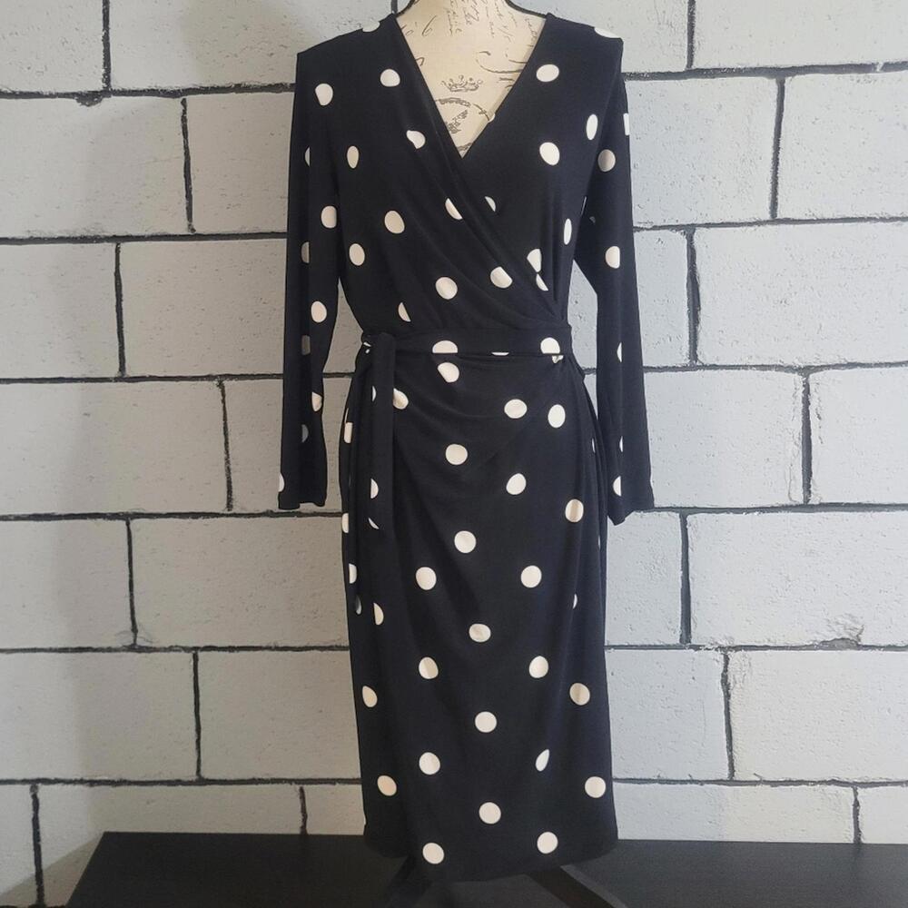 BUNDLE SALE!  ANNE KLEIN Black & White Polka Dot Wrap Dress Sz M